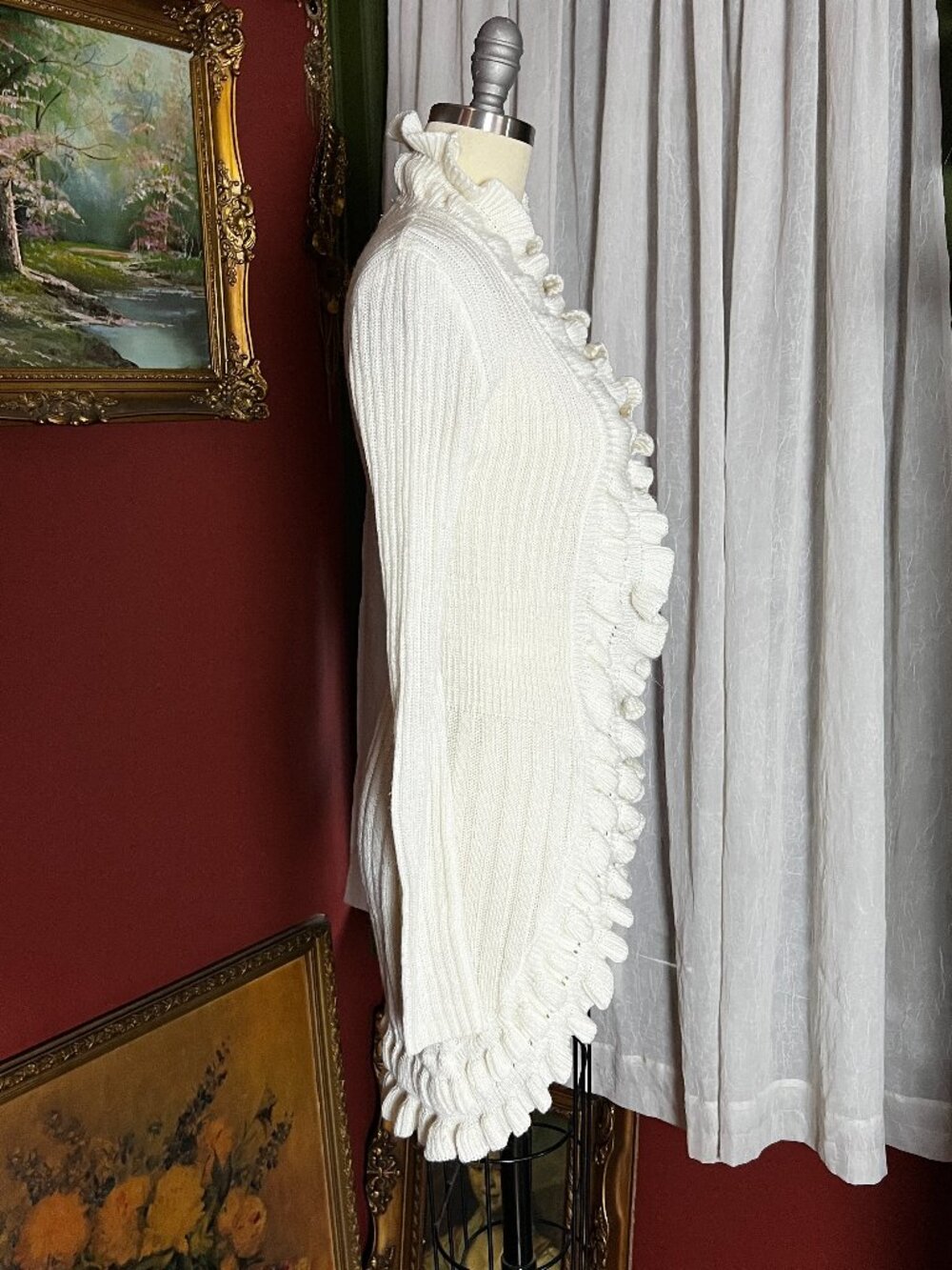 Ivory Ruffle Sweater Duster - Picture 2 of 13